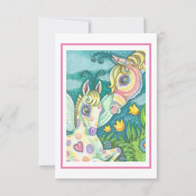 BABY HORSE FAIRY, BIRTH ADOPTION ANNOUNCEMENT CARD (Front)