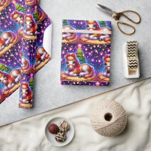 Baby Horse Laying By Christmas Tree Wrapping Paper