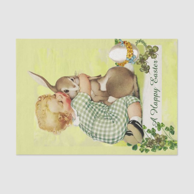 BABY HUGGING EASTER BUNNY TISSUE PAPER (Front)