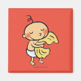 Baby Hugging Soft Yellow Blanket Magnet