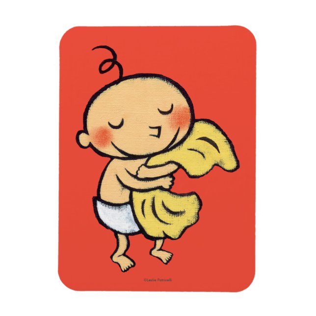 Baby Hugging Soft Yellow Blanket Magnet (Vertical)