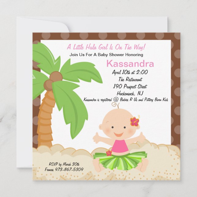 Baby Hula Girl  Baby Shower Invitation (Front)