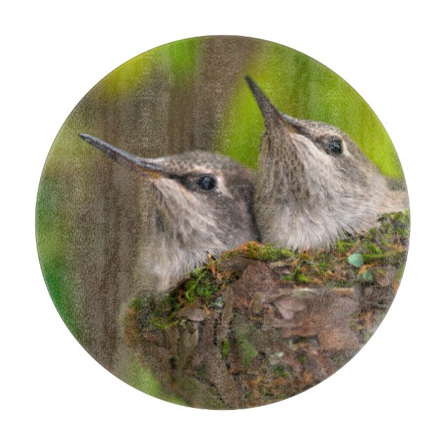 Baby hummingbirds cutting board (Front)