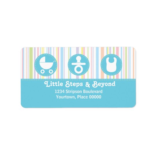 Baby Icon Trio Stripes Blue Address Address Label