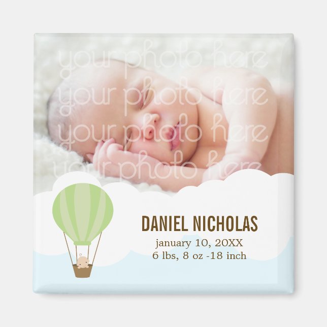 Baby in a Balloon Baby Birth Announcements Magnet (Front)