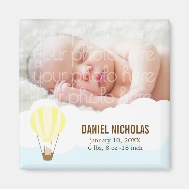 Baby in a Balloon Baby Birth Announcements Magnet (Front)