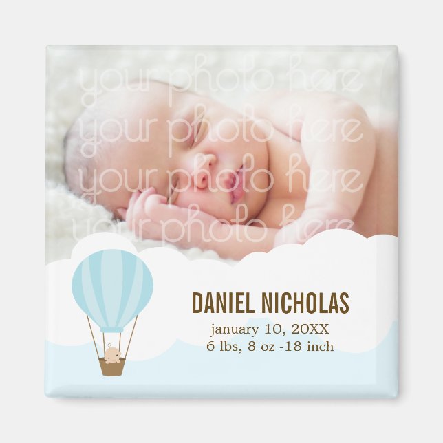 Baby in a Balloon Baby Birth Announcements Magnet (Front)