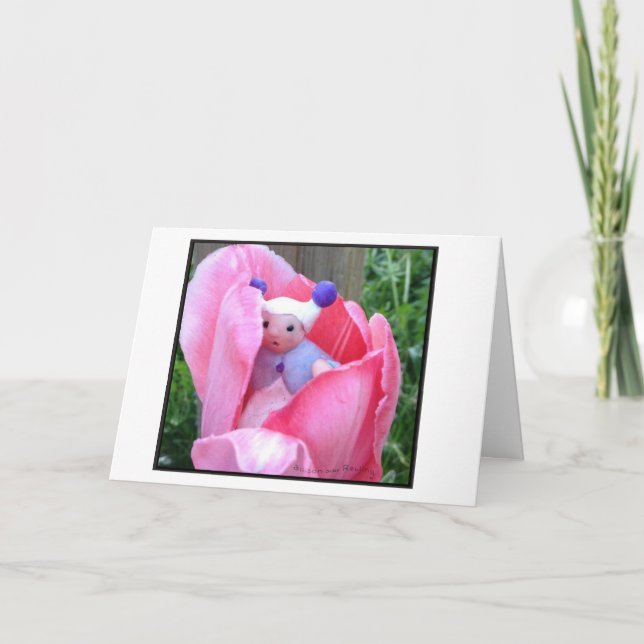 Baby in a Pink Tulip Card (Front)