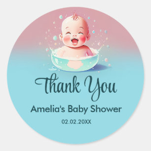 Baby in a Tub Baby Shower Classic Round Sticker