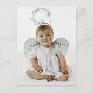 Baby in an angel costume postcard