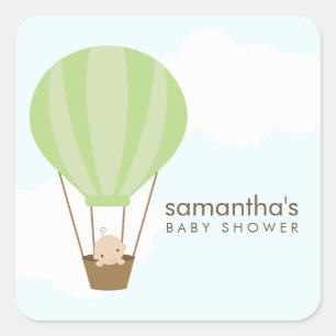 Baby in Balloon Baby Shower Square Sticker