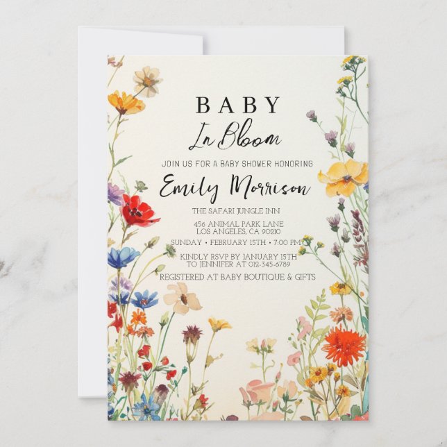 Baby in bloom and Flowers I Baby Shower  Invitation (Front)