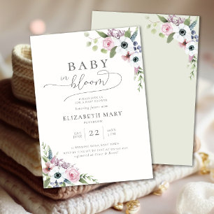 Baby in Bloom Anemones Frame Floral Baby Shower Invitation