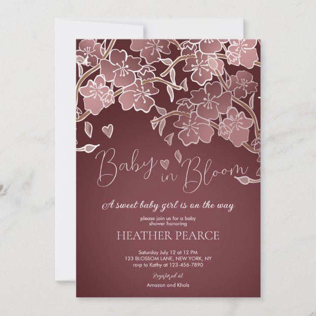 Baby In Bloom Asian Cherry Blossom Shower Invitation (Front)