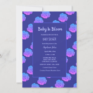 Baby In Bloom Baby Girl Boy Shower Blue Pink Cute Invitation