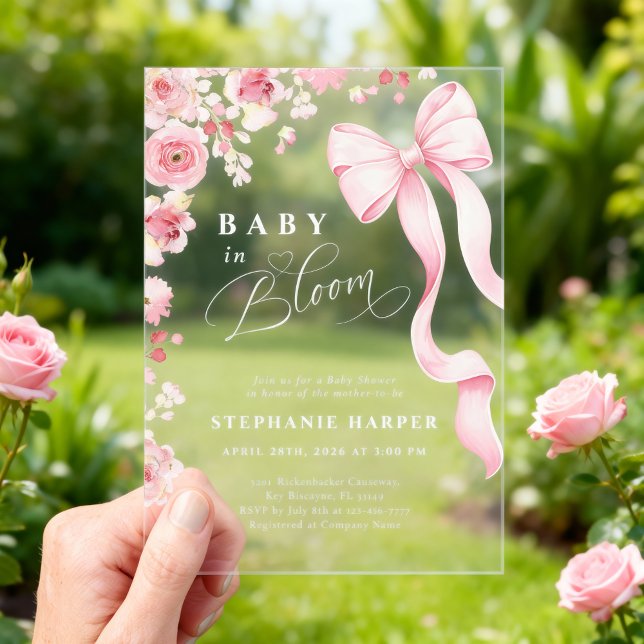 Baby In Bloom Baby Shower Acrylic Invitation  (Creator Uploaded)