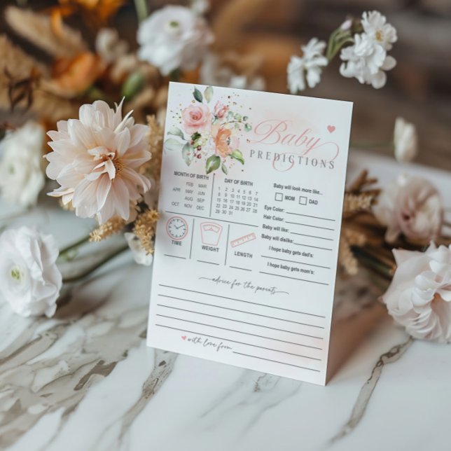 Baby In Bloom Baby Shower Advice and Predictions (baby in bloom baby shower games advice and prediction cards)