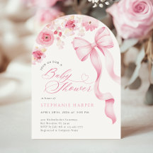 Baby In Bloom Baby Shower Arched Invitation 
