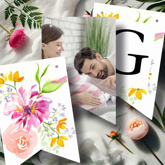Baby in Bloom Baby Shower Bunting Flags (Baby in bloom baby shower themes features bunting flags)