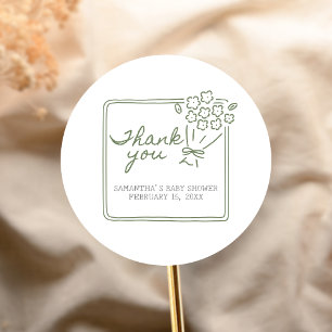 Baby In Bloom Baby Shower Classic Round Sticker