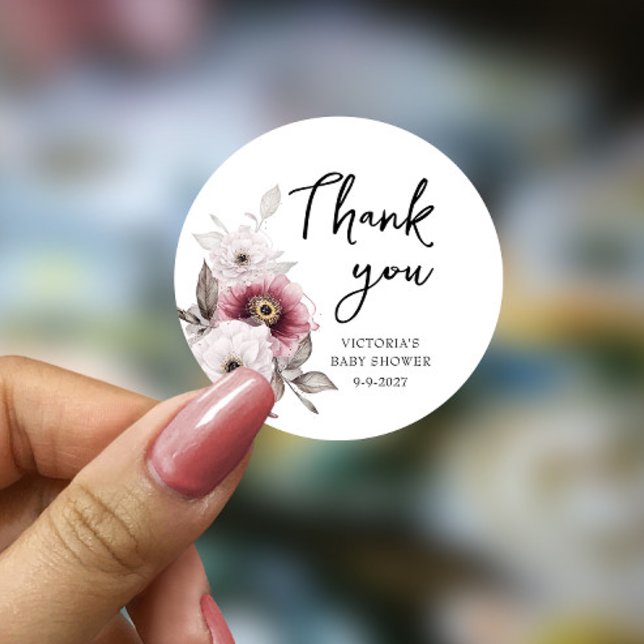 Baby in Bloom Baby Shower Classic Round Sticker (Creator Uploaded)