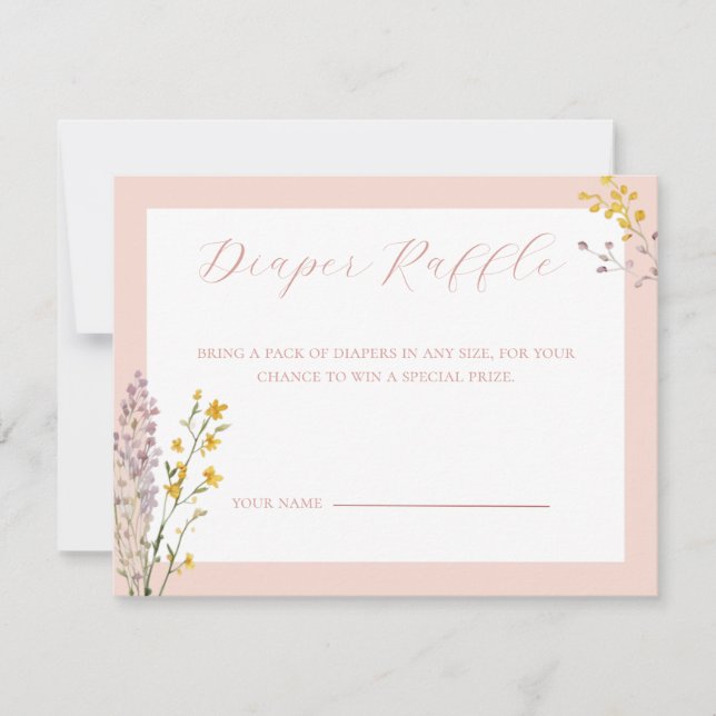 Baby in Bloom Baby Shower Diaper Raffle Card (Front)