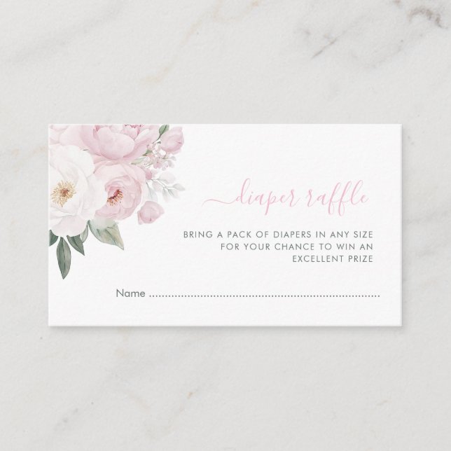 baby in bloom baby shower diaper raffle enclosure card (Front)