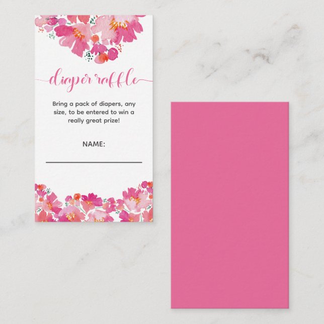 Baby in Bloom Baby Shower Diaper Raffle Floral  Enclosure Card (Front/Back)