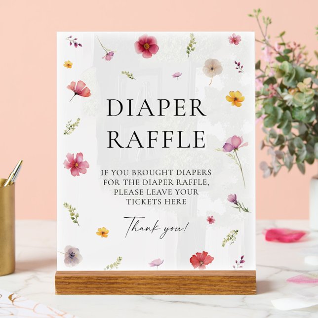 Baby in Bloom Baby Shower Diaper Raffle Game Acrylic Sign (Creator Uploaded)
