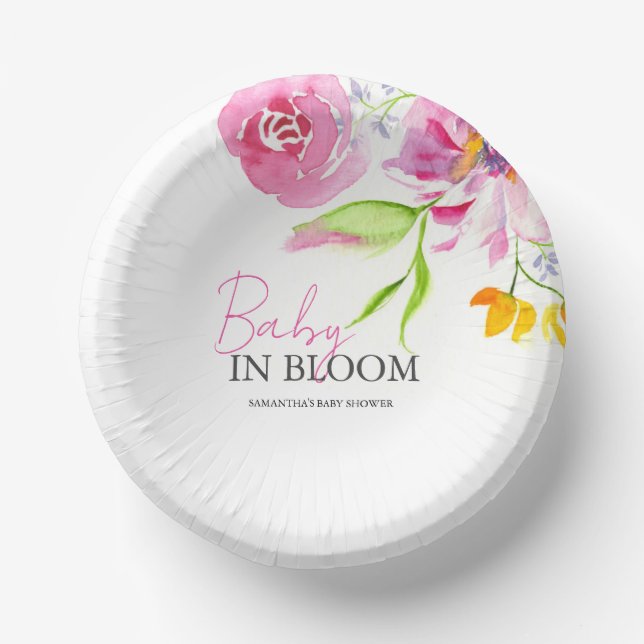 Baby in Bloom Baby Shower Disposable Paper Plate (Front)