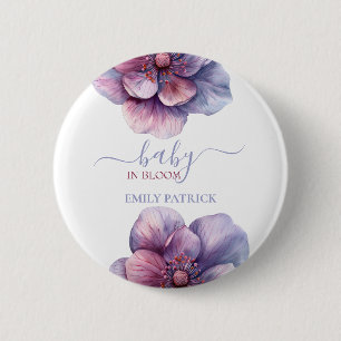 Baby in bloom baby shower floral 6 cm round badge