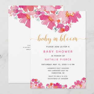 Baby in Bloom Baby Shower Floral QR Code Registry Invitation
