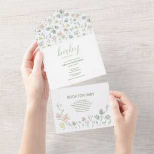 Baby in Bloom Baby Shower Gender Neutral All In On One Invitation