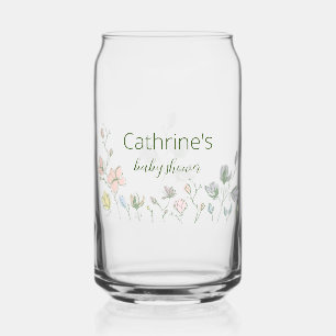 Baby in Bloom Baby Shower Gender Neutral Can Glass