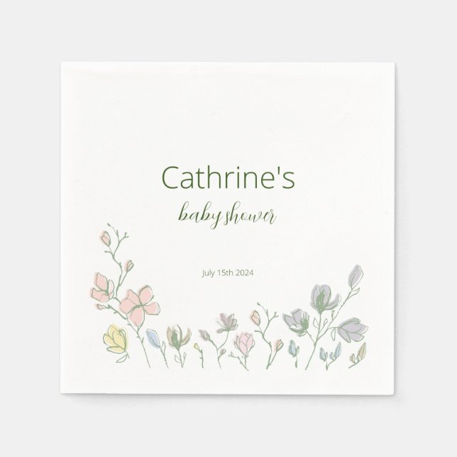 Baby in Bloom Baby Shower Gender Neutral Napkin (Front)