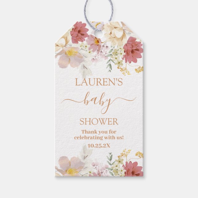 Baby in Bloom Baby Shower Girl Gift Tag (Front)