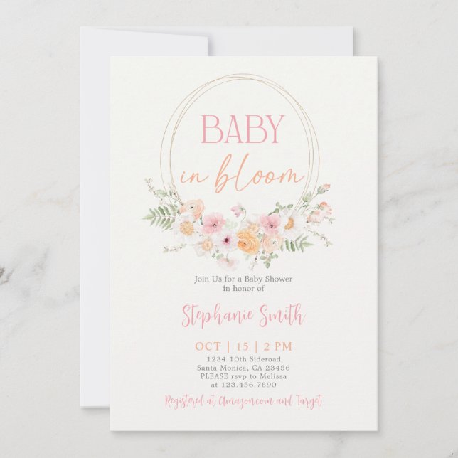 Baby in Bloom Baby Shower Girl Invitation (Front)