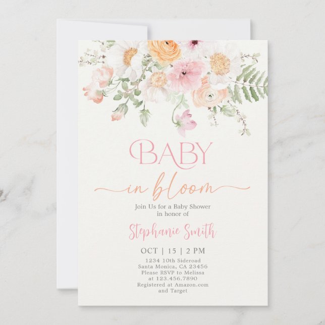 Baby in Bloom Baby Shower Girl Invitation (Front)