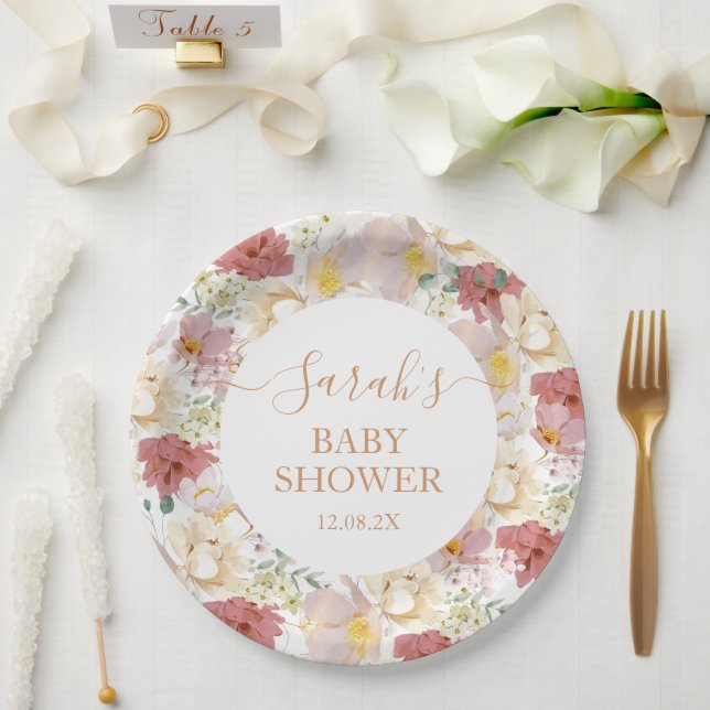 Baby in Bloom Baby Shower Girl Paper Plate (Wedding)