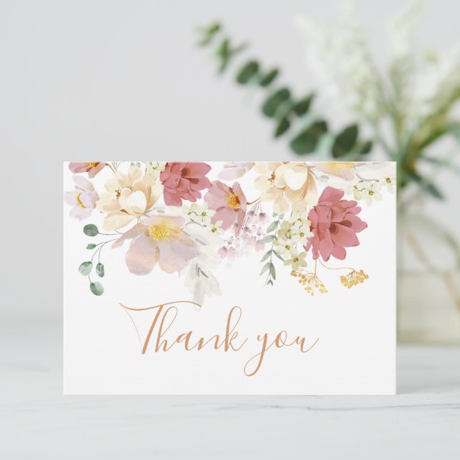 Baby in Bloom Baby Shower Girl Thank You Card (Standing Front)