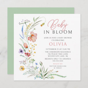 Baby In Bloom Baby Shower Invitation