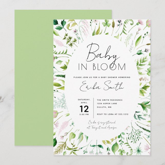 Baby in Bloom Baby Shower Invitation (Front/Back)