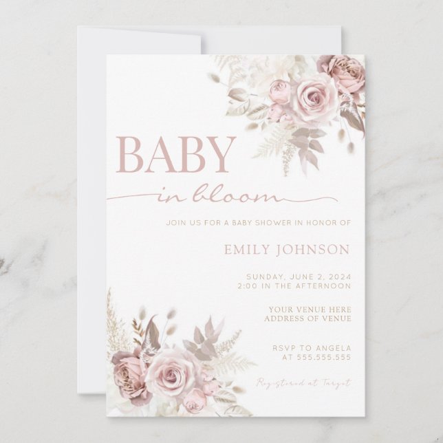 Baby in Bloom Baby Shower Invitation (Front)