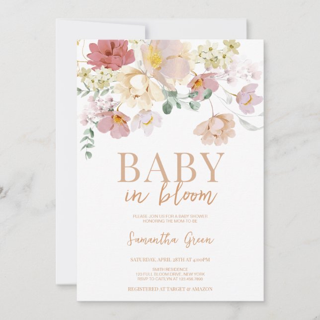 Baby in Bloom Baby Shower Invitation (Front)