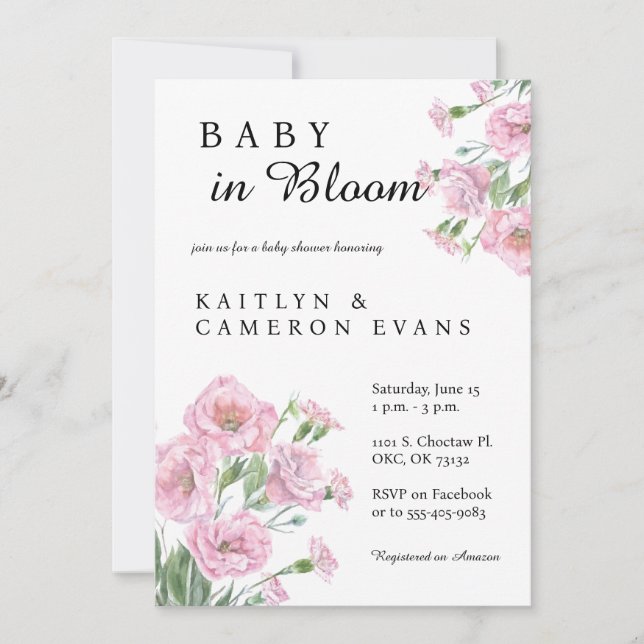 Baby in Bloom Baby Shower Invitation (Front)