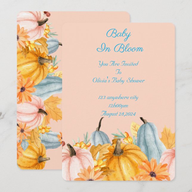 baby in bloom baby shower invitation (Front/Back)
