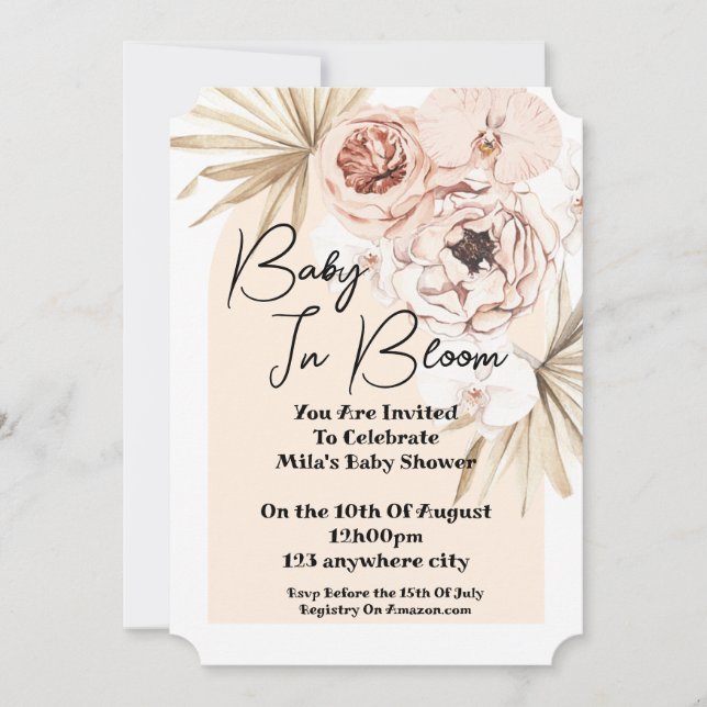 Baby In Bloom Baby Shower invitation card (Front)