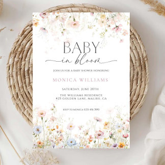 Baby in Bloom Baby Shower Invitation Editable Wild