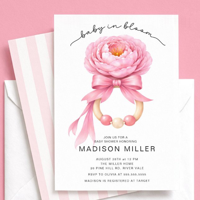 Baby in Bloom Baby Shower Invitation Girl Pink (Creator Uploaded)