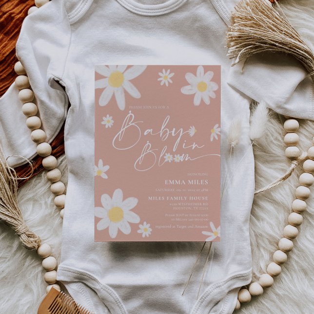 Baby in Bloom Baby Shower Invitation pink Daisy (Creator Uploaded)